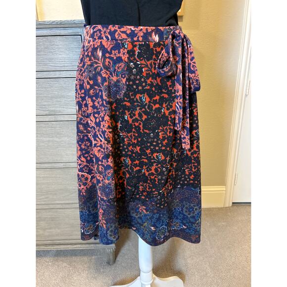 Anthropologie Maeve | Floral Terry Faux Knit Wrap Skirt | Med - Picture 4 of 12